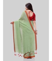 DESH BIDESH Women`s Handloom Pure Cotton Saree Abhiprithi Royal Design Without Blouse Piece(Green)